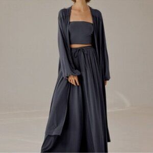 Nap Loungewear Catherine Long Modal Robe Gray Blue Size M Maxi Duster